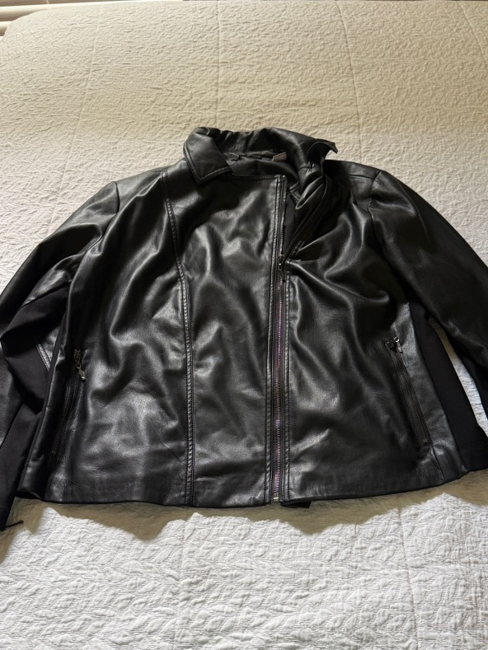 Chico's Black faux Leather Zip-Front Jacket